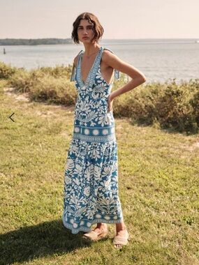 Saylor Blue and White Floral Maxi Dress